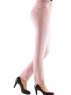 Jeans| Schlupfjeans mit geripptem Strick-Dehnbund rosé