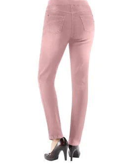 Jeans| Schlupfjeans mit geripptem Strick-Dehnbund rosé