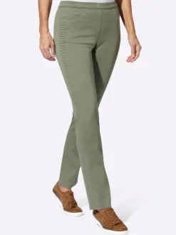 Jeans| Schlupfjeans mit seitlichem Einsatz khaki