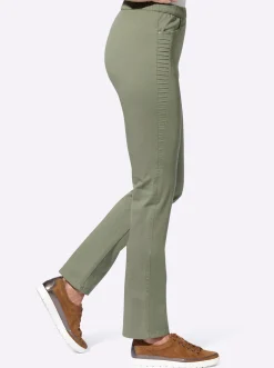Jeans| Schlupfjeans mit seitlichem Einsatz khaki
