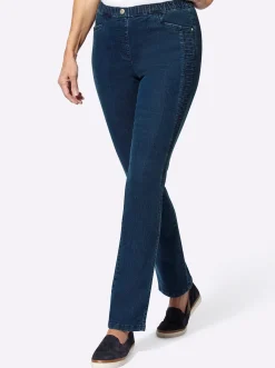 Jeans| Schlupfjeans mit seitlichem Einsatz blue-stone-washed