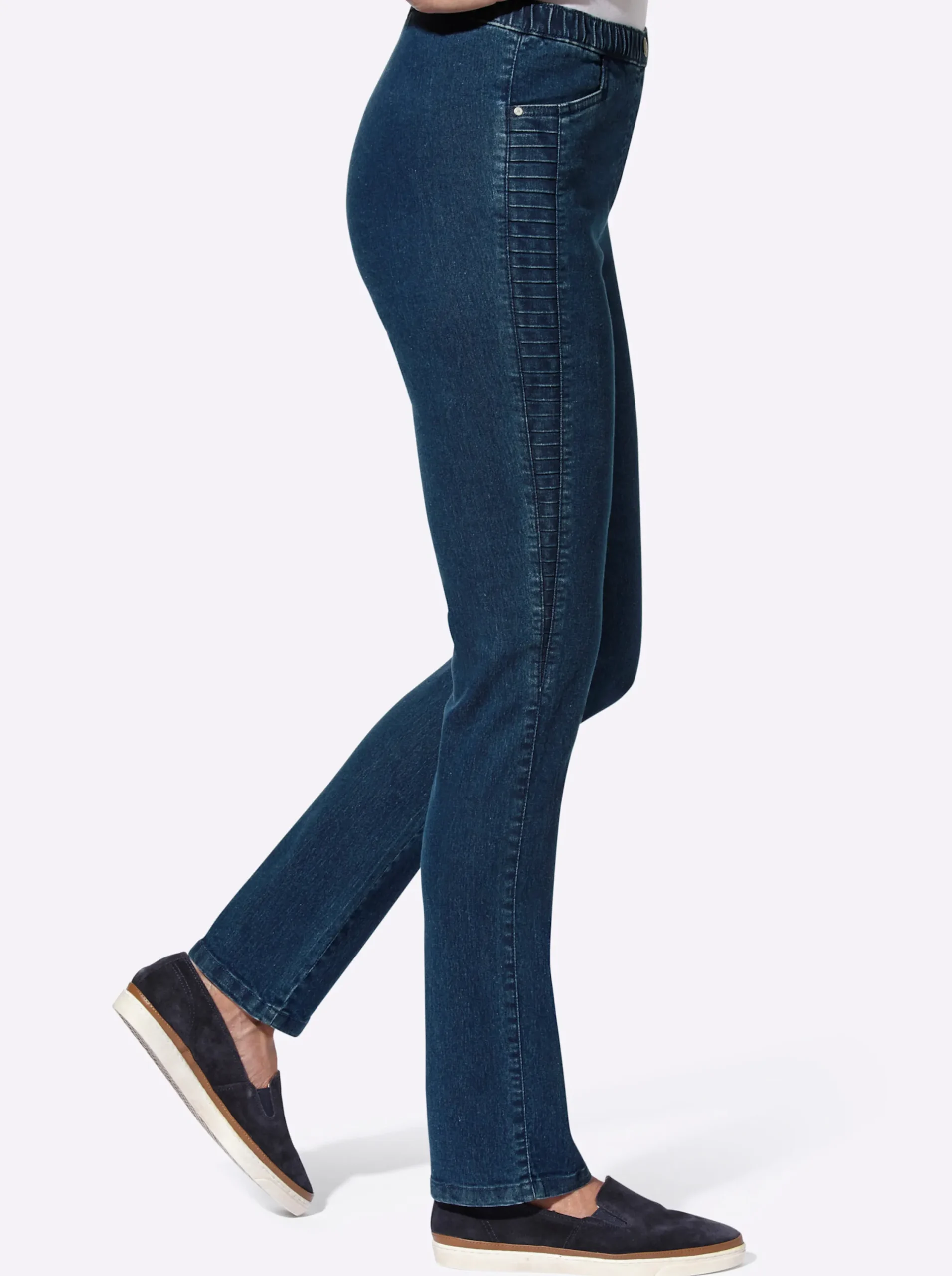 Jeans| Schlupfjeans mit seitlichem Einsatz blue-stone-washed