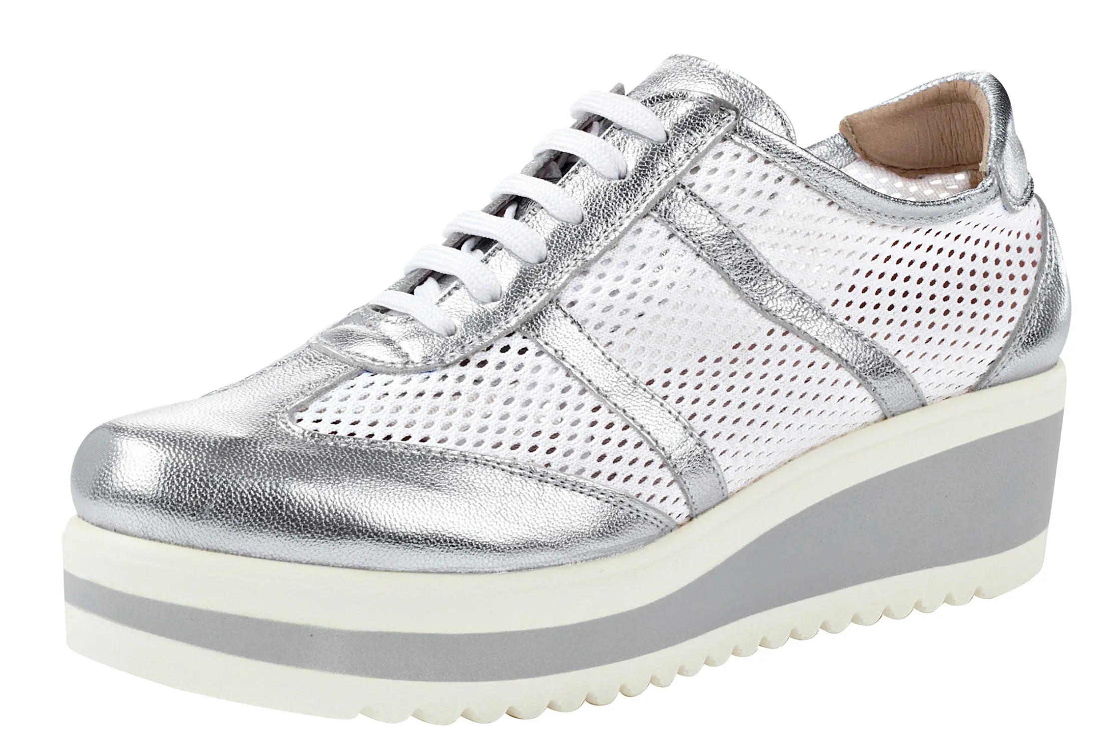 Sneakers & Schnürer|heine Schnürer weiß-silberfarben