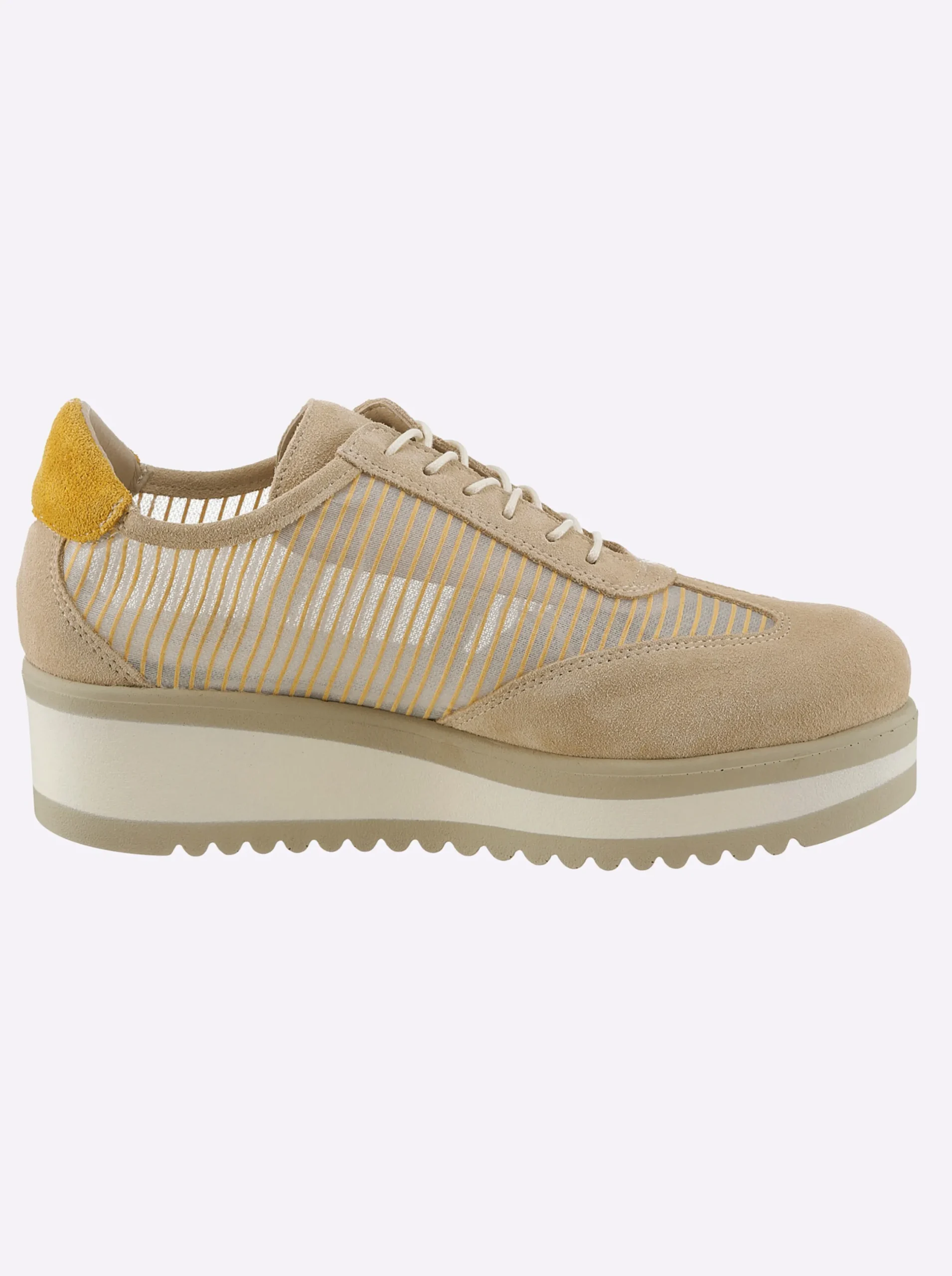 Sneakers & Schnürer|heine Schnürer sand-gelb-gemustert
