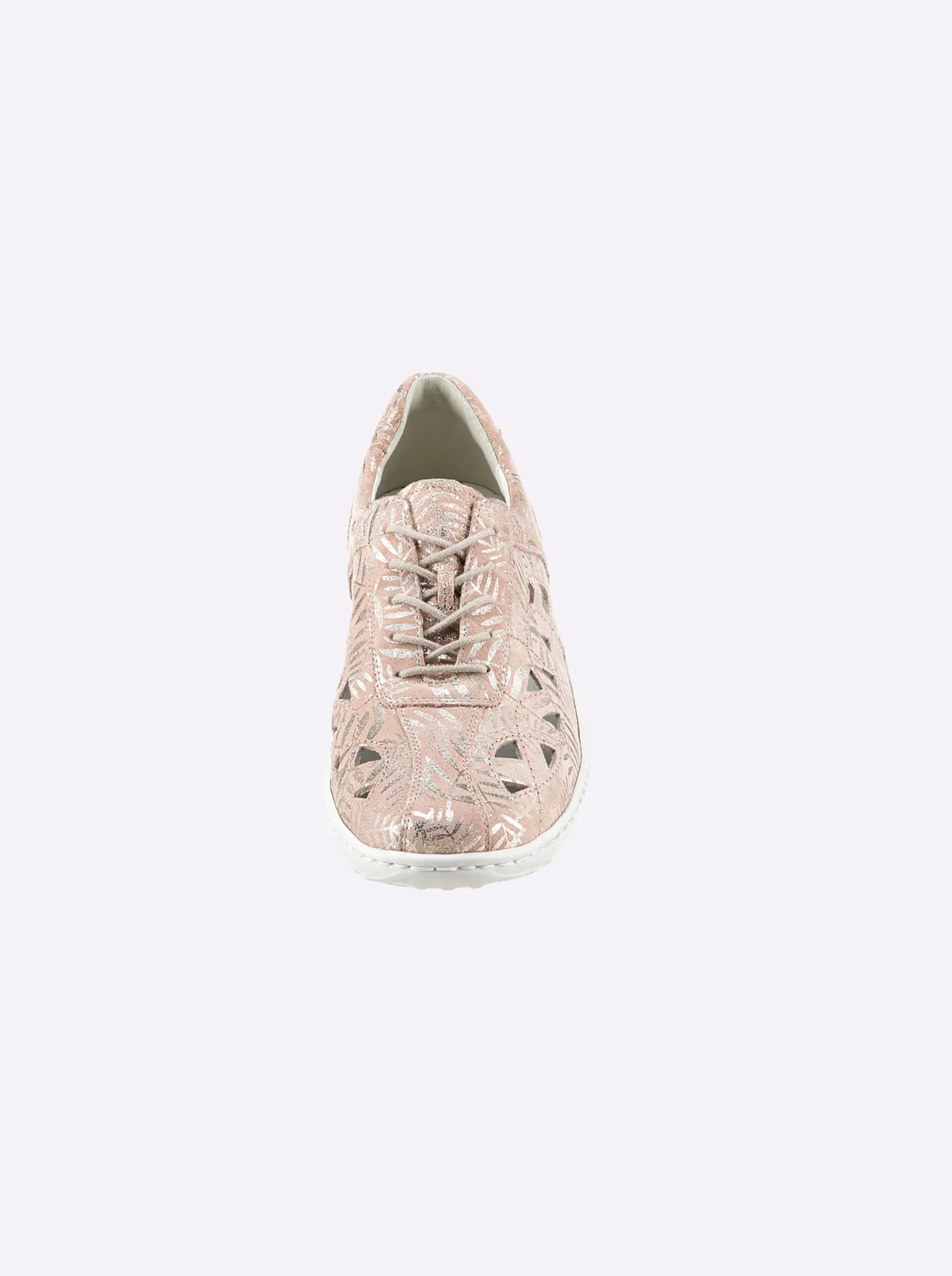 Sneakers & Schnürer|Waldläufer Schnürschuh mit Perforation und Glanz-Akzenten beige