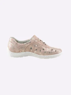 Sneakers & Schnürer|Waldläufer Schnürschuh mit Perforation und Glanz-Akzenten beige