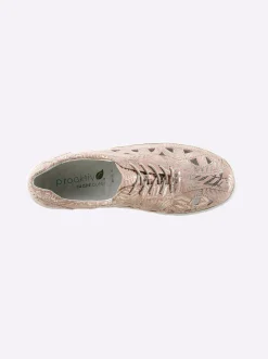 Sneakers & Schnürer|Waldläufer Schnürschuh mit Perforation und Glanz-Akzenten beige