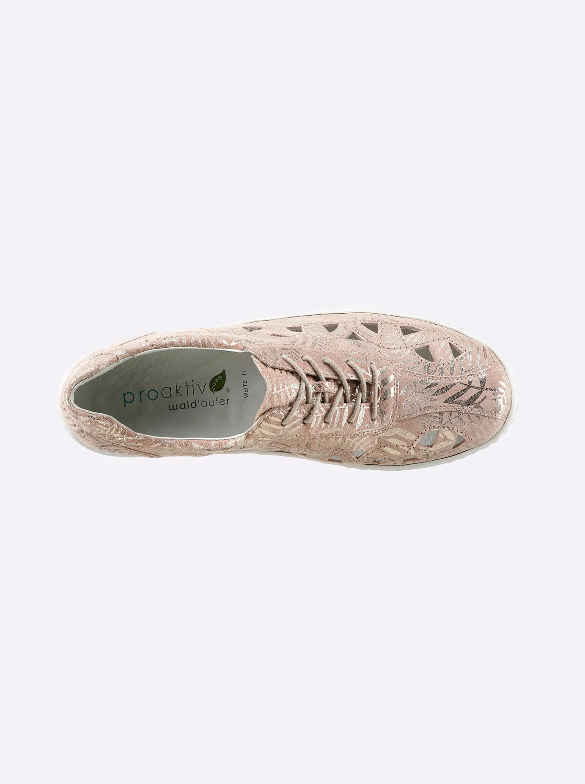 Sneakers & Schnürer|Waldläufer Schnürschuh mit Perforation und Glanz-Akzenten beige