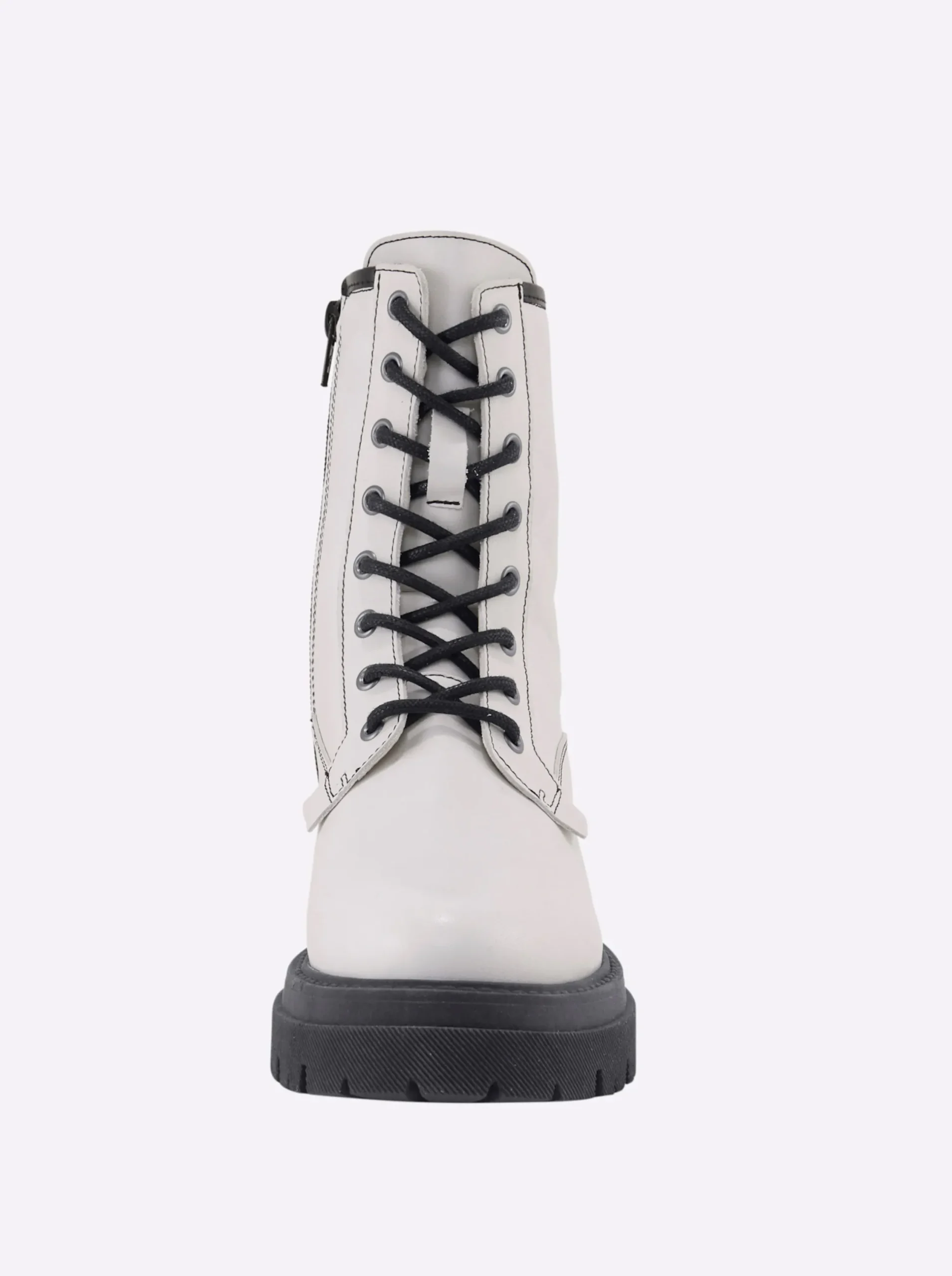 Stiefeletten|Stiefel|heine Schnürstiefelette weiß-schwarz