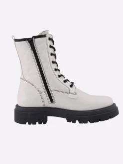 Stiefeletten|Stiefel|heine Schnürstiefelette weiß-schwarz