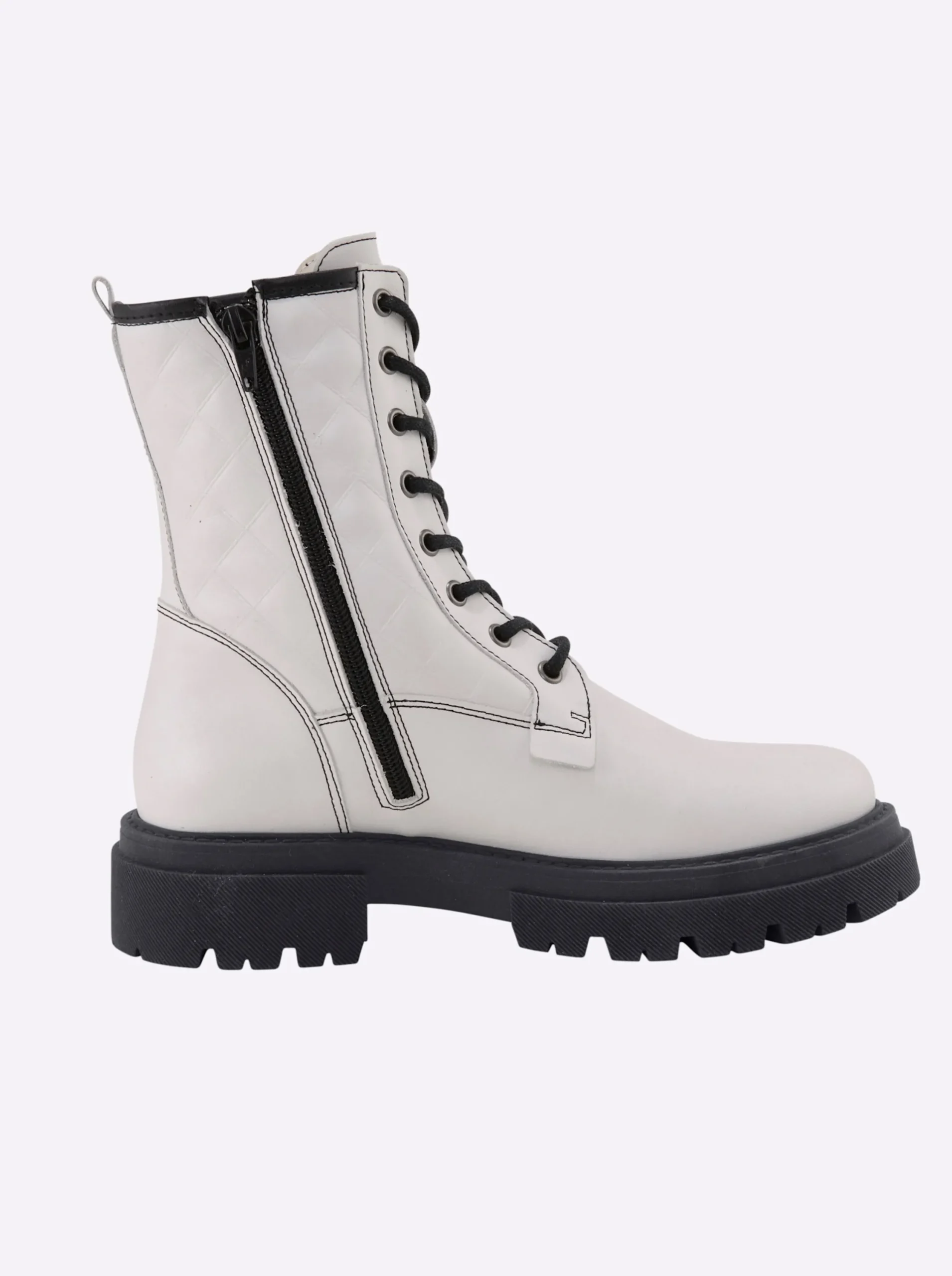 Stiefeletten|Stiefel|heine Schnürstiefelette weiß-schwarz