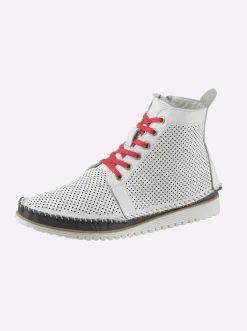 Stiefeletten|Stiefel|Andrea Conti Schnürstiefelette weiß-rot