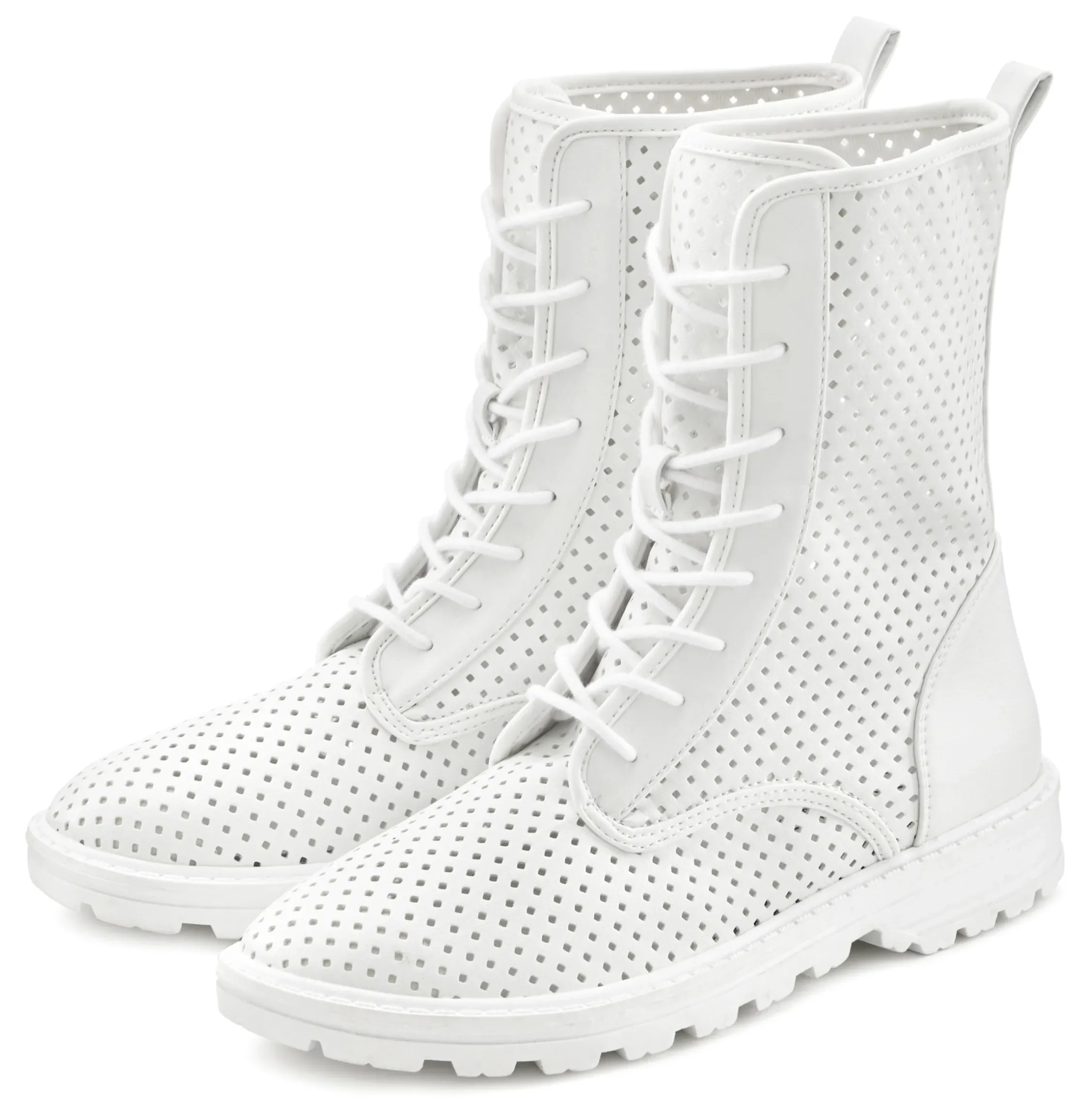 Stiefeletten|Stiefel|LASCANA Schnürstiefelette weiß