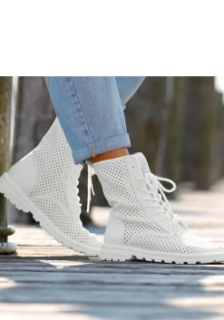 Stiefeletten|Stiefel|LASCANA Schnürstiefelette weiß