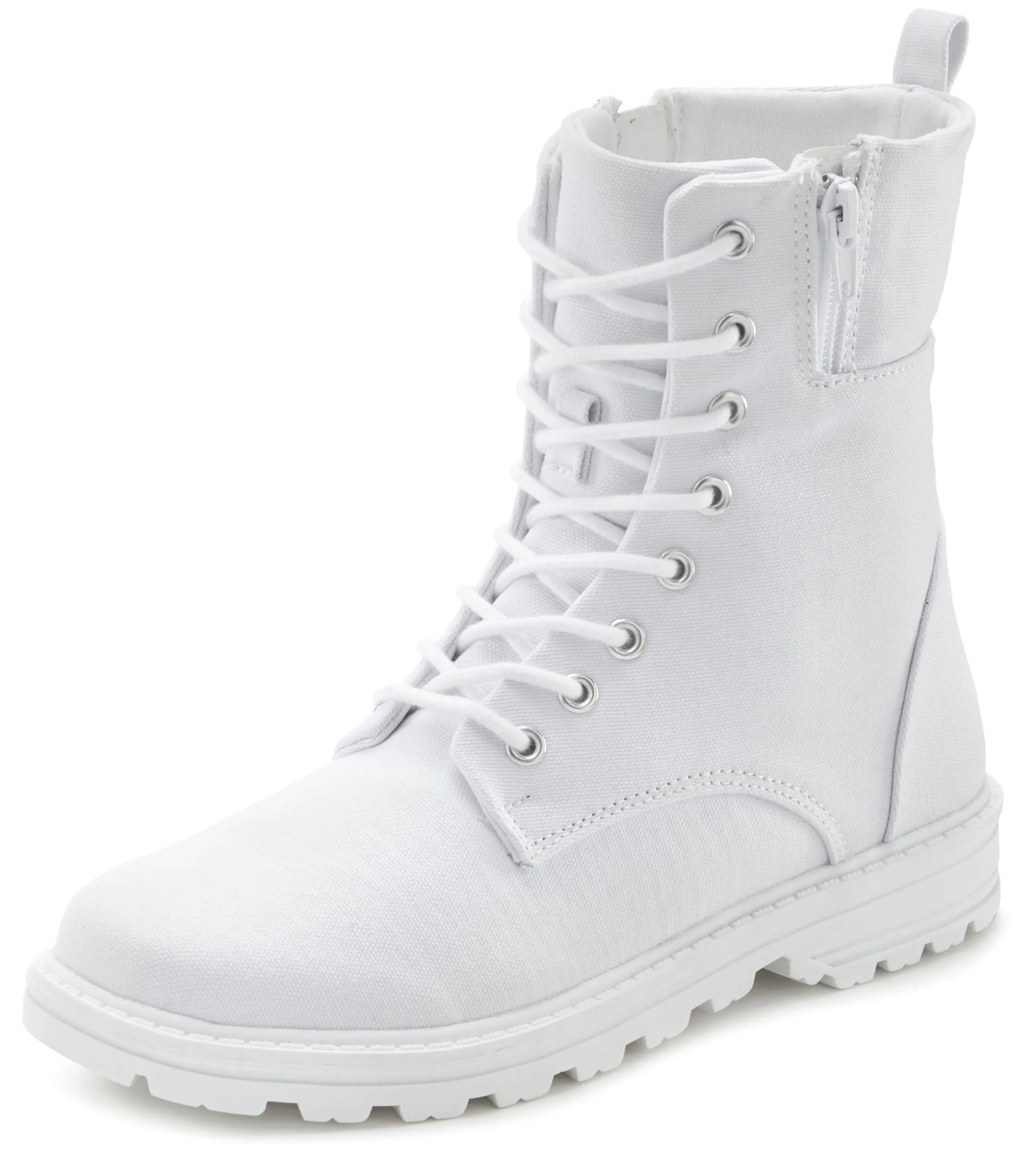 Stiefeletten|Stiefel|LASCANA Schnürstiefelette weiß