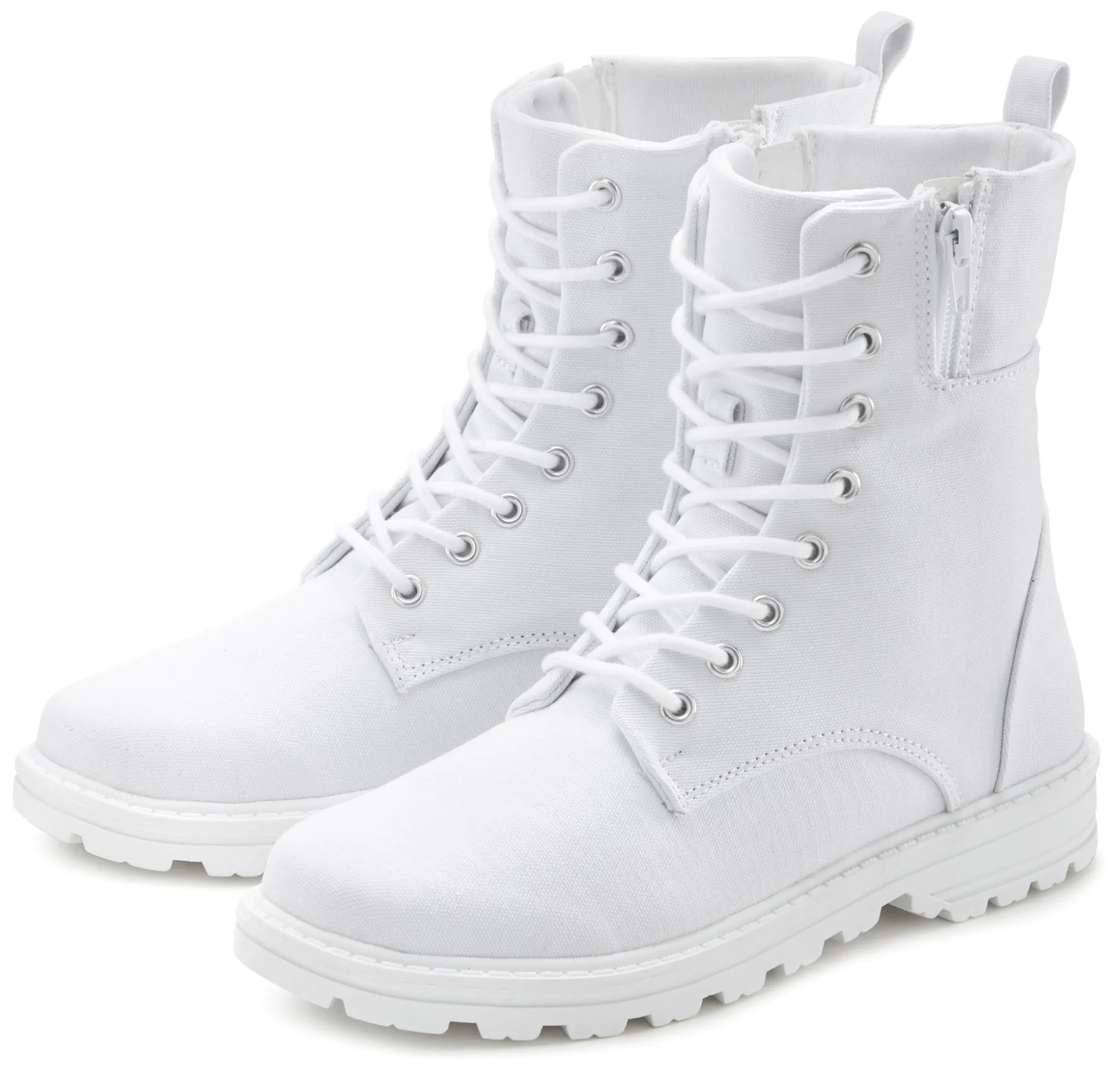 Stiefeletten|Stiefel|LASCANA Schnürstiefelette weiß