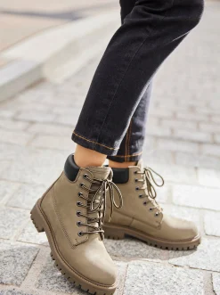 Stiefeletten|Stiefel|heine Schnürstiefelette taupe