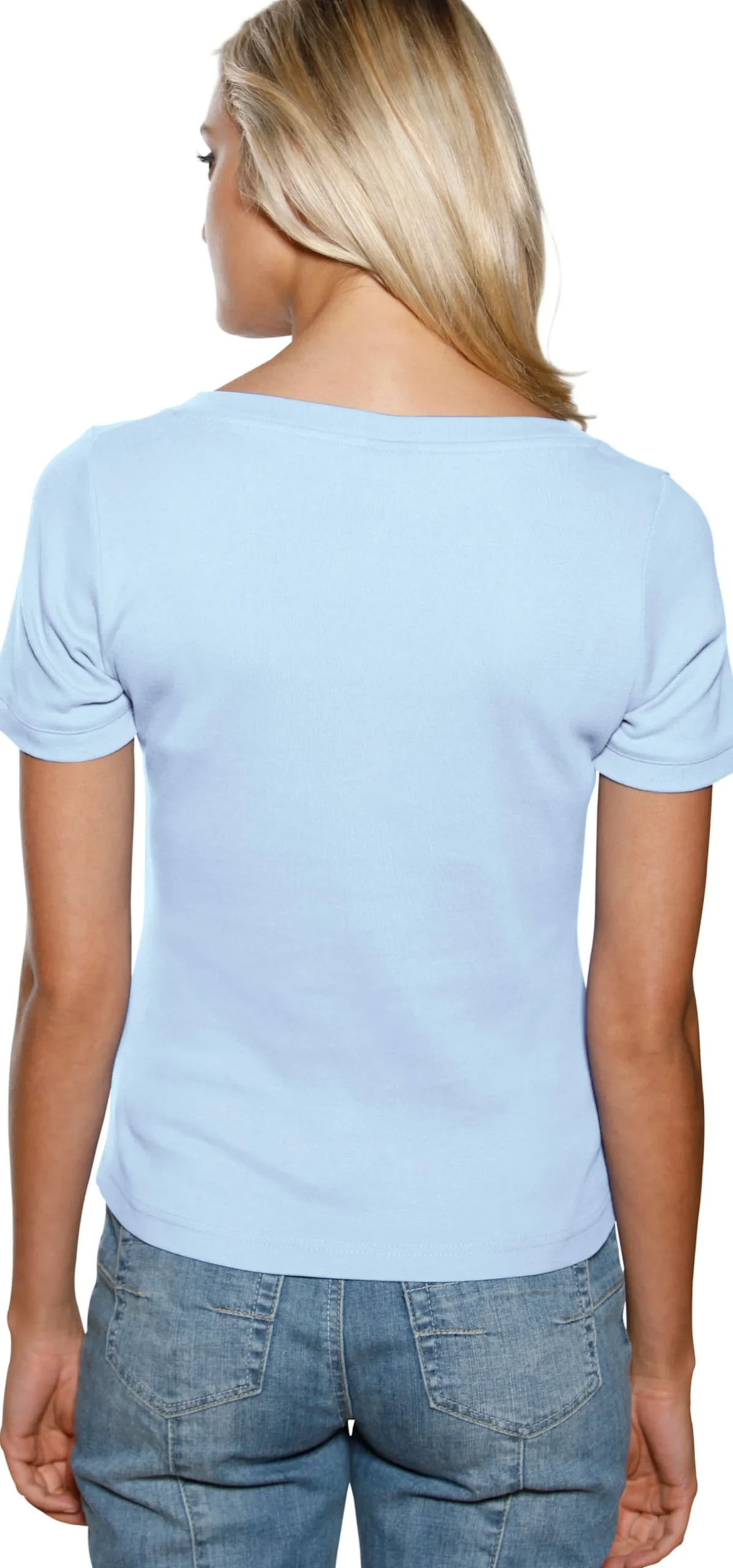 Strandmode|Shirts|heine Shirt aus Rippenware bleu