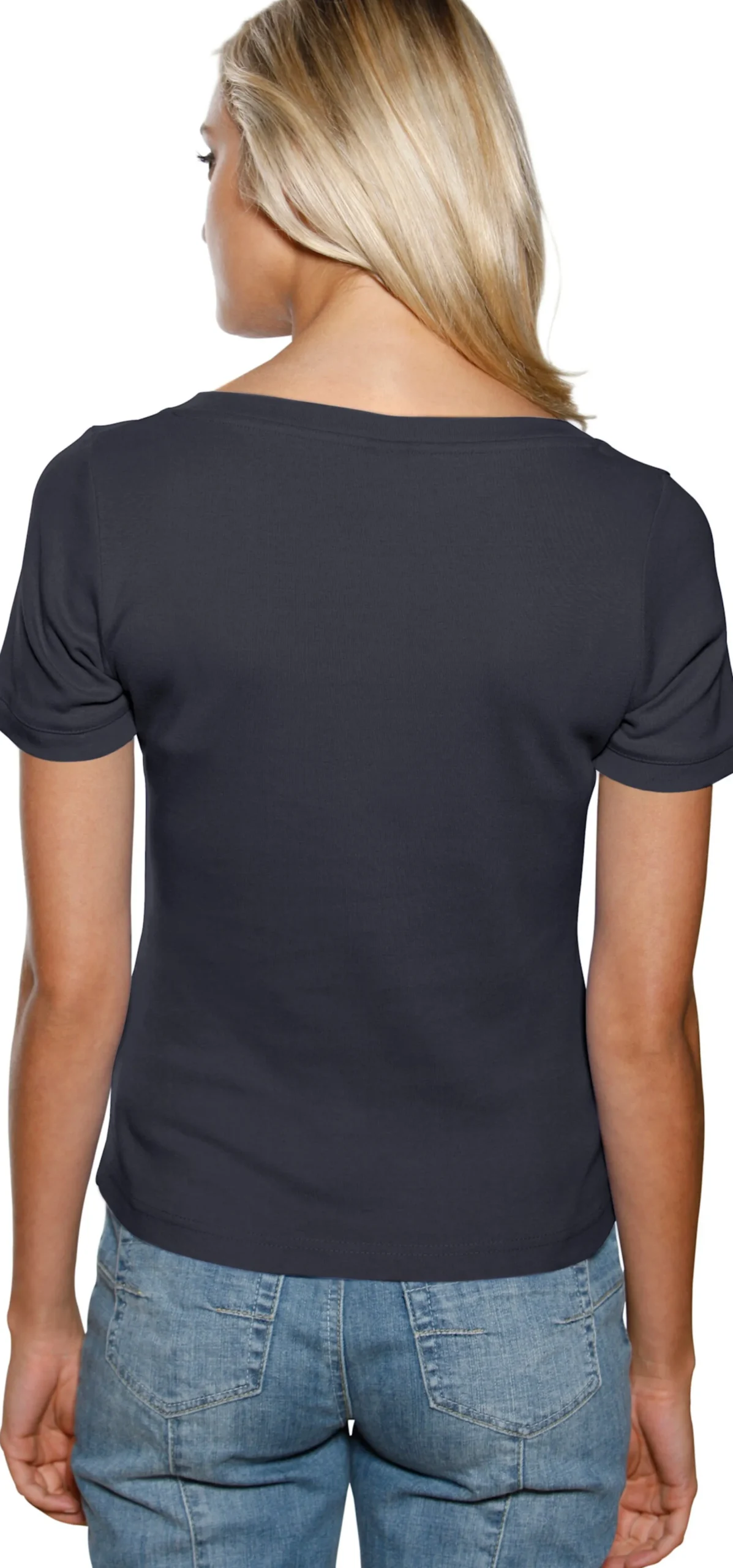 Basics|heine Shirt aus Rippenware marine