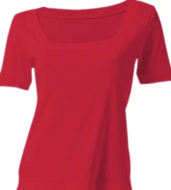 Strandmode|Basics|heine Shirt aus Rippenware rot