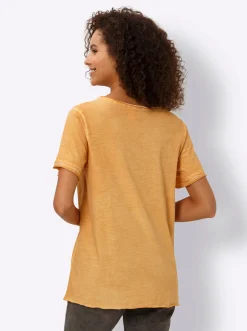 Shirts|heine Shirt mit geprägtem Frontmotiv ocker