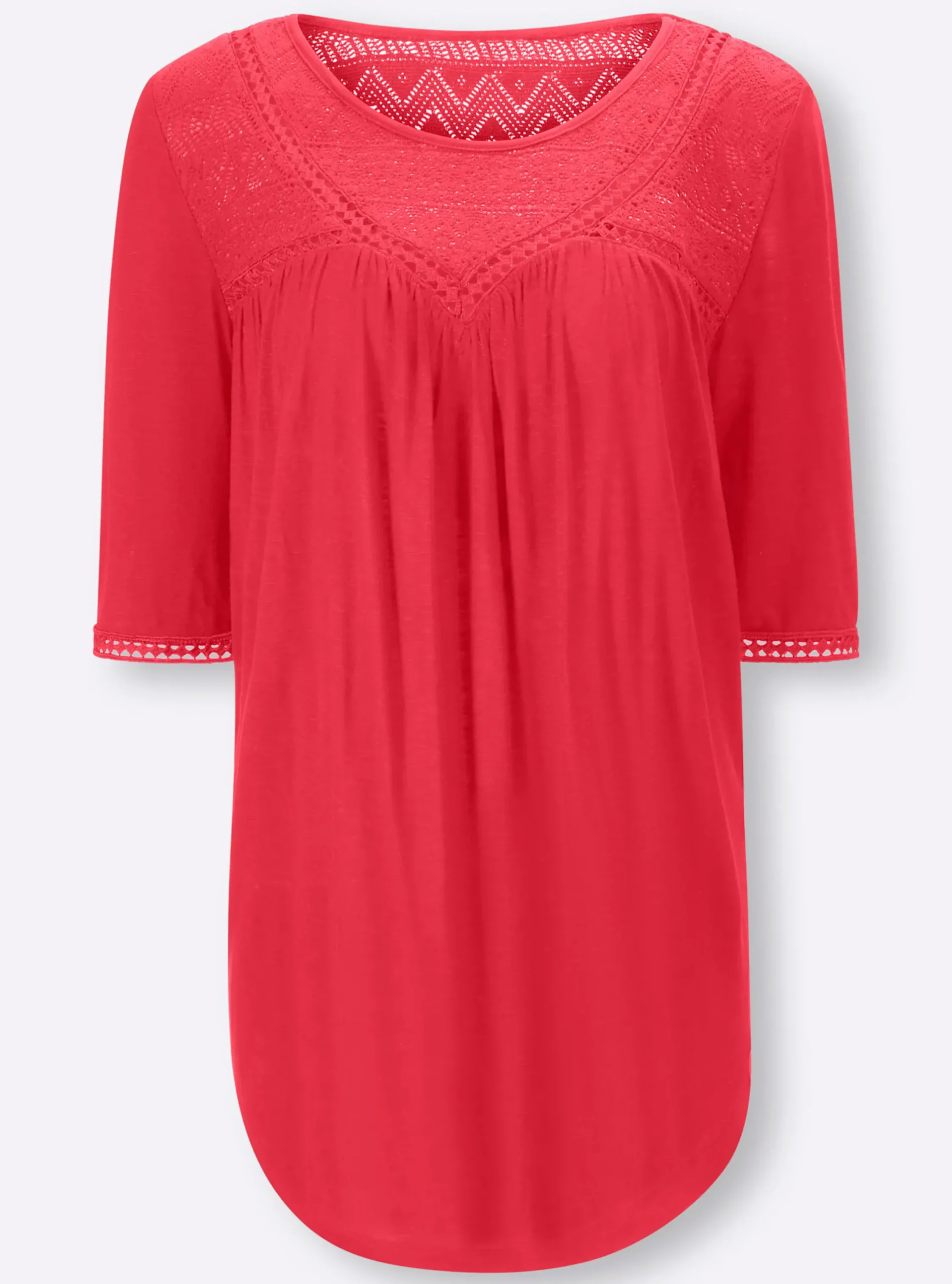 Strandmode|Shirts|heine Shirt mit Spitze rot