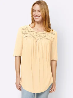 Strandmode|Shirts|heine Shirt mit Spitze zitrone