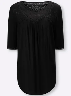 Strandmode|Shirts|heine Shirt mit Spitze schwarz