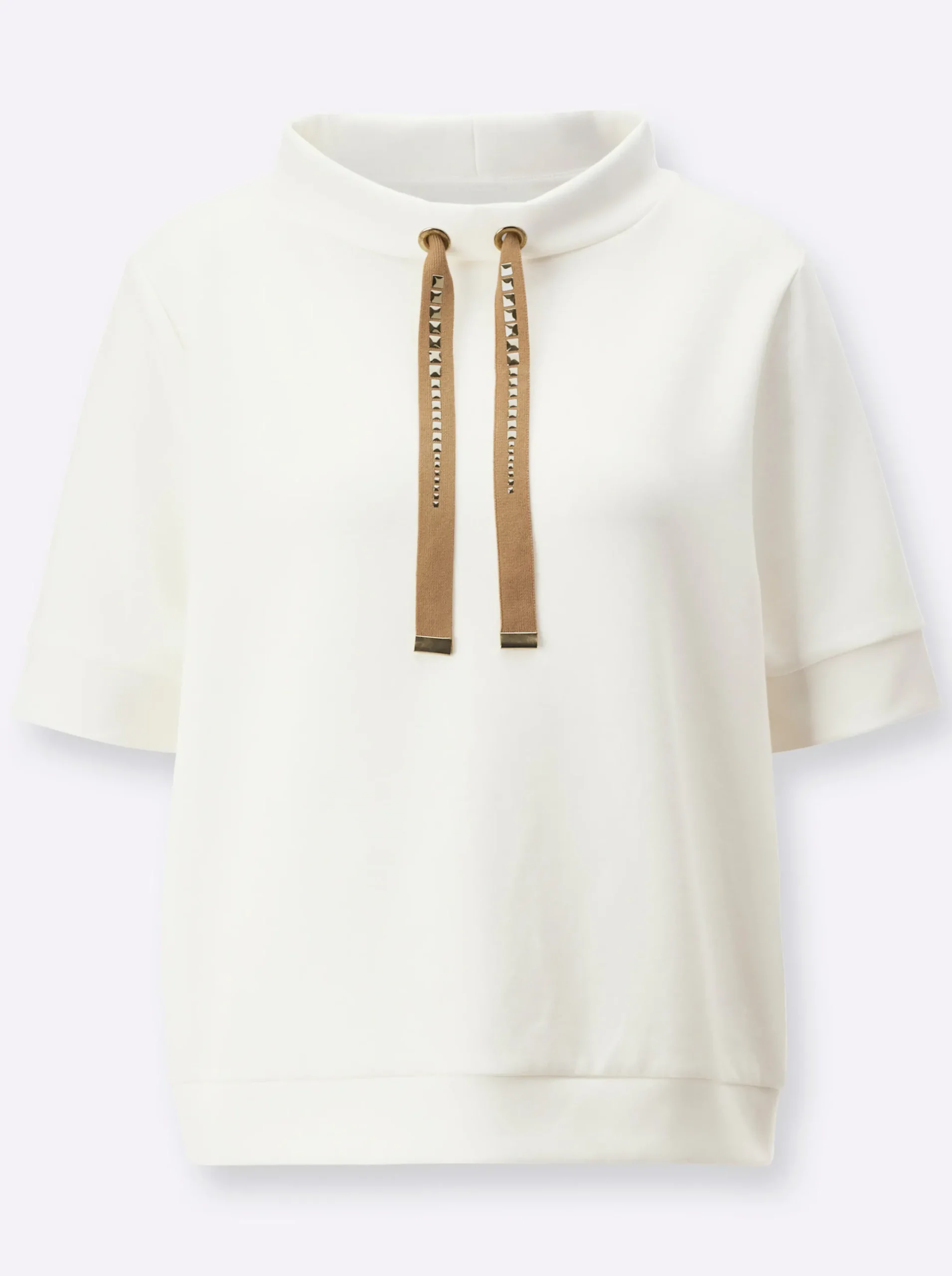 Shirts| Shirt mit weitenverstellbarem Stehkragen ecru