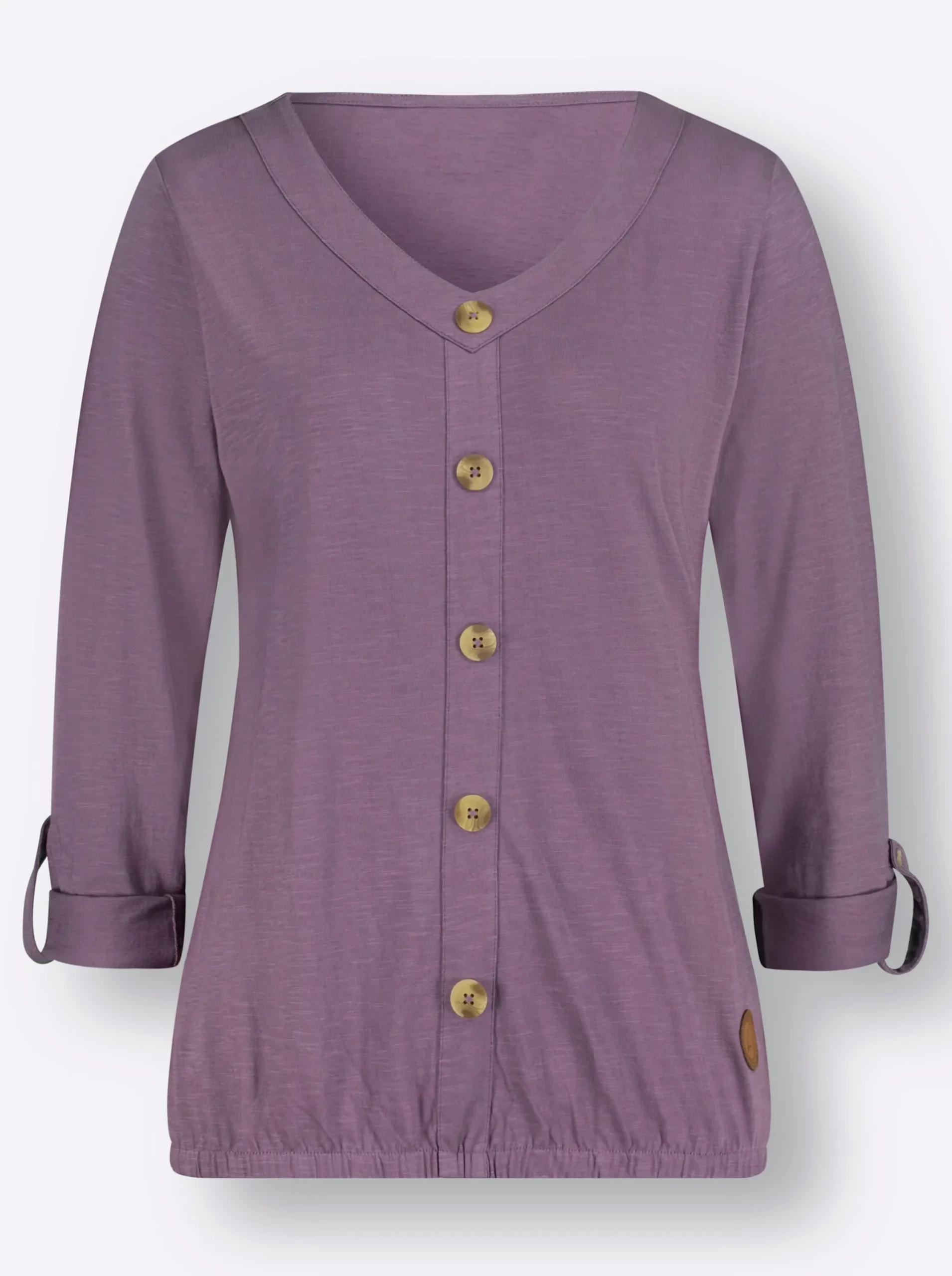 Shirts| Shirt mit Zierknopfleiste feige