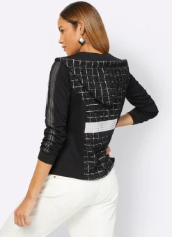 Jacken| Shirtjacke schwarz-ecru-gemustert