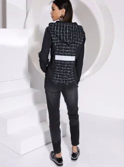 Jacken| Shirtjacke schwarz-ecru-gemustert