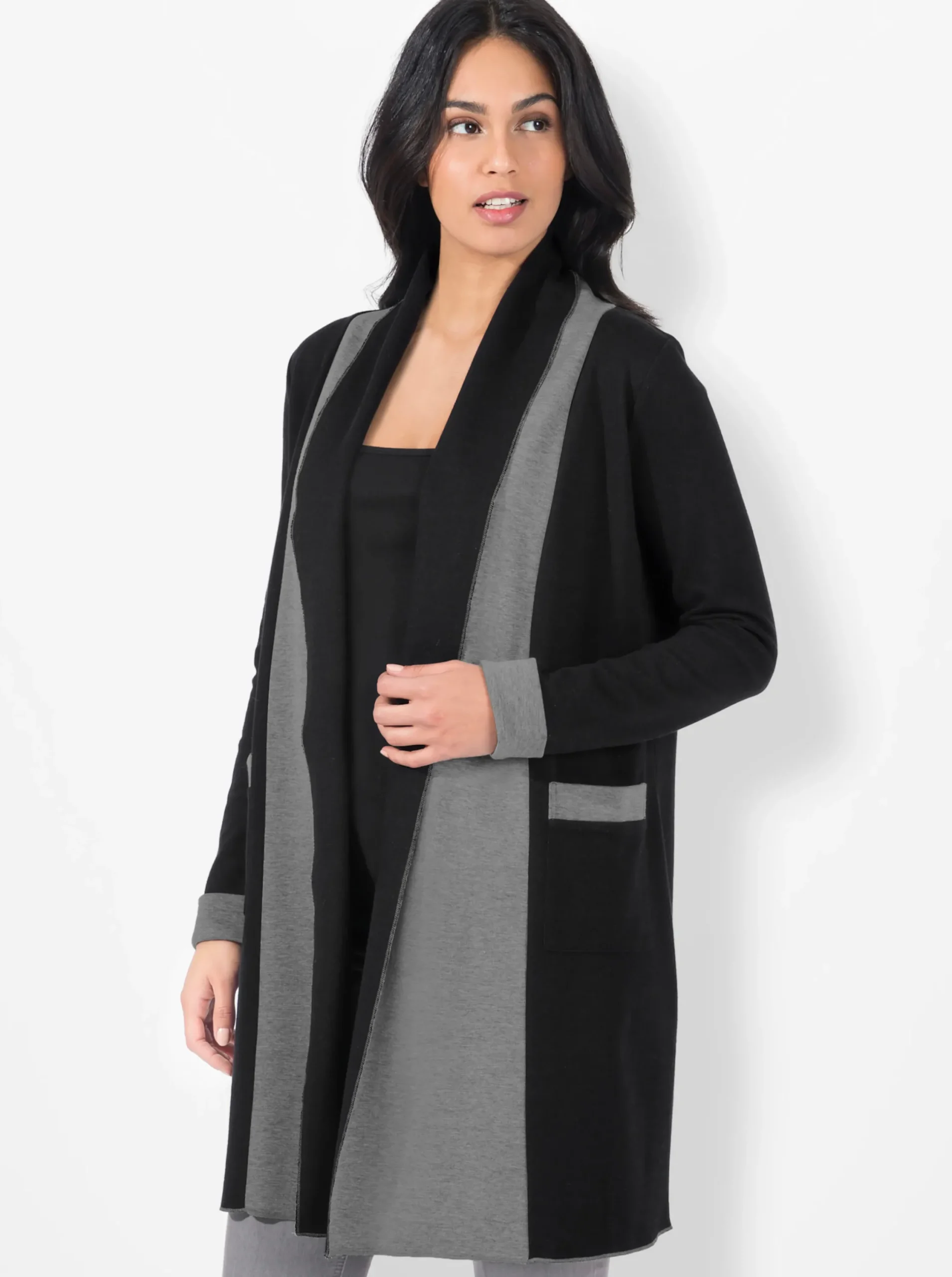 Jacken| Shirtjacke schwarz-grau-meliert