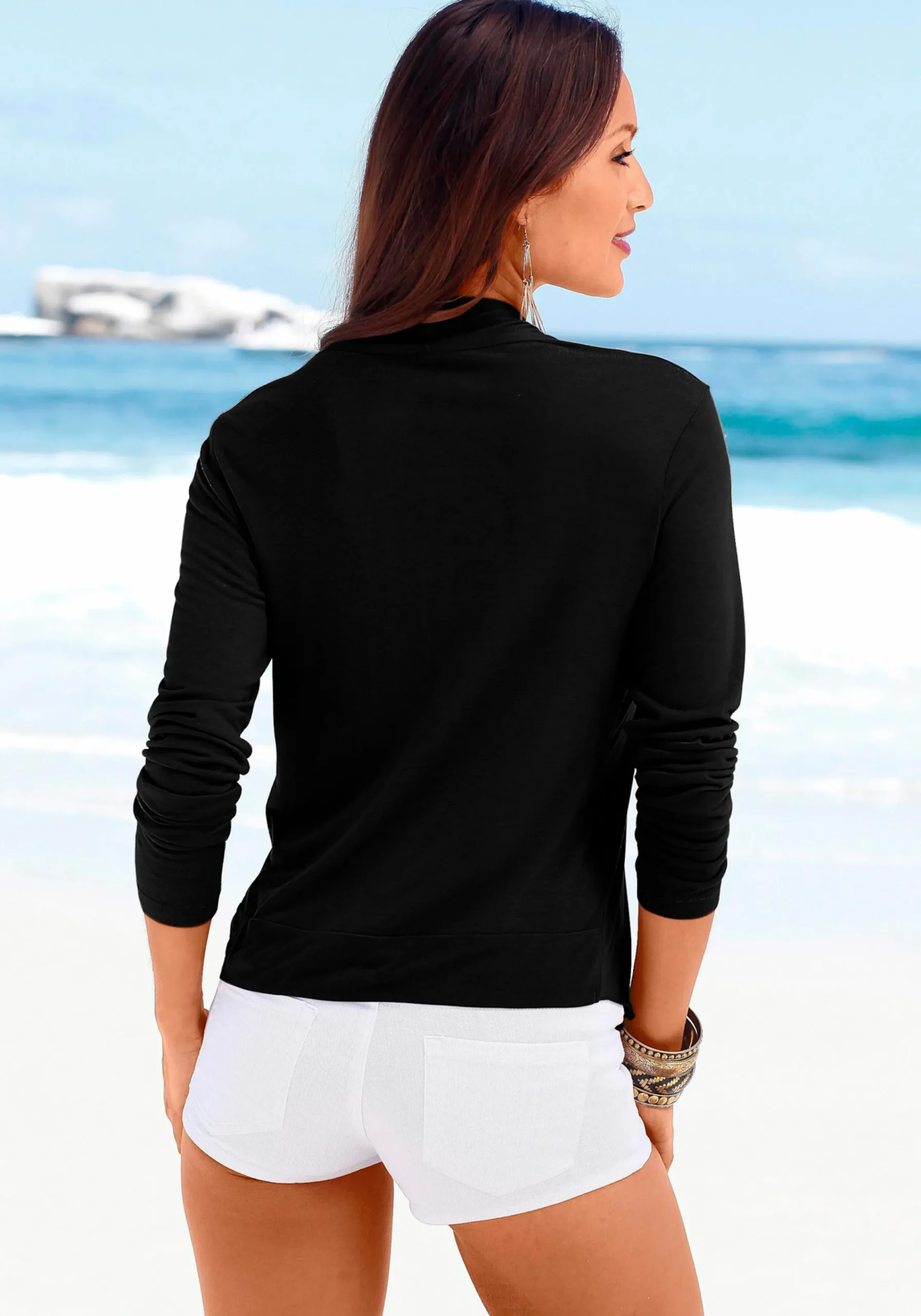 Strandmode|Jacken|LASCANA Shirtjacke schwarz