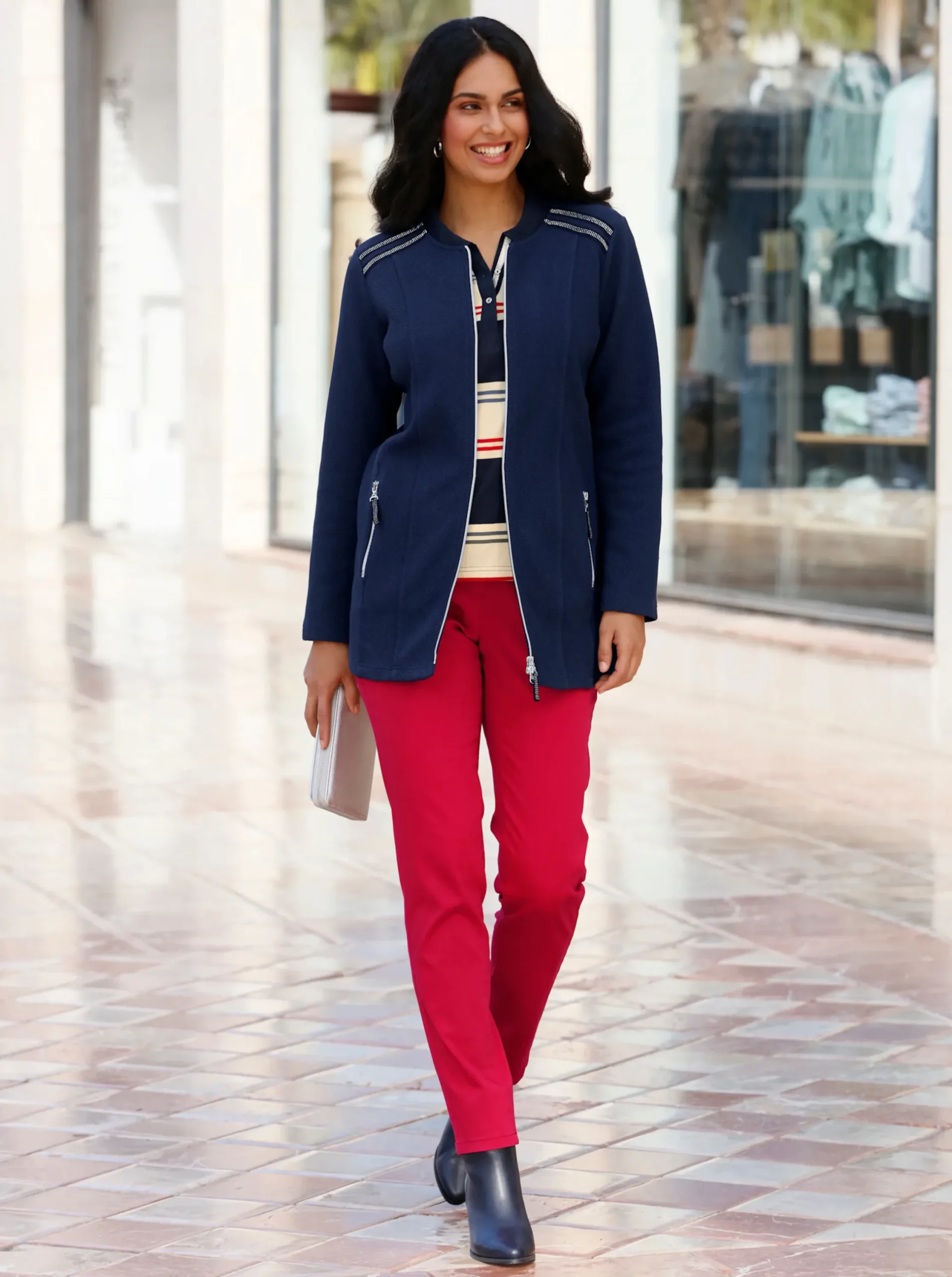 Jacken| Shirtjacke in Longform marine
