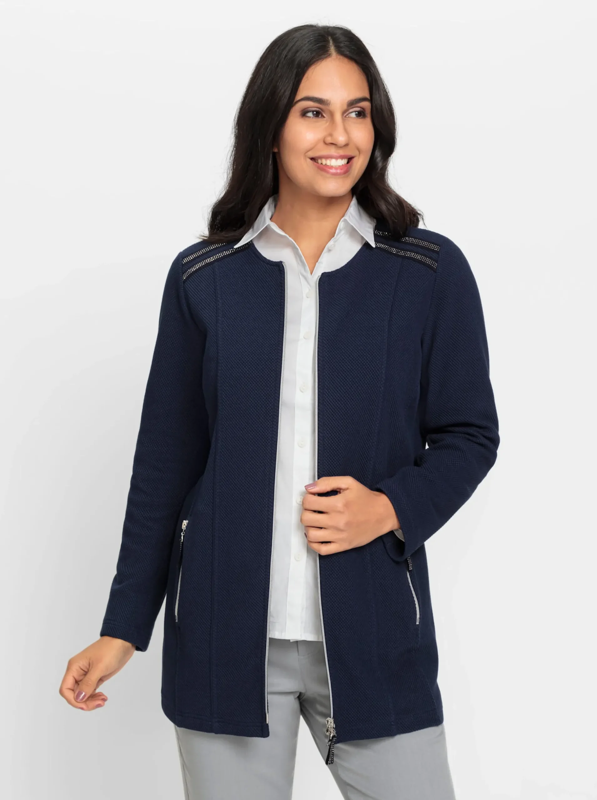 Jacken| Shirtjacke in Longform marine