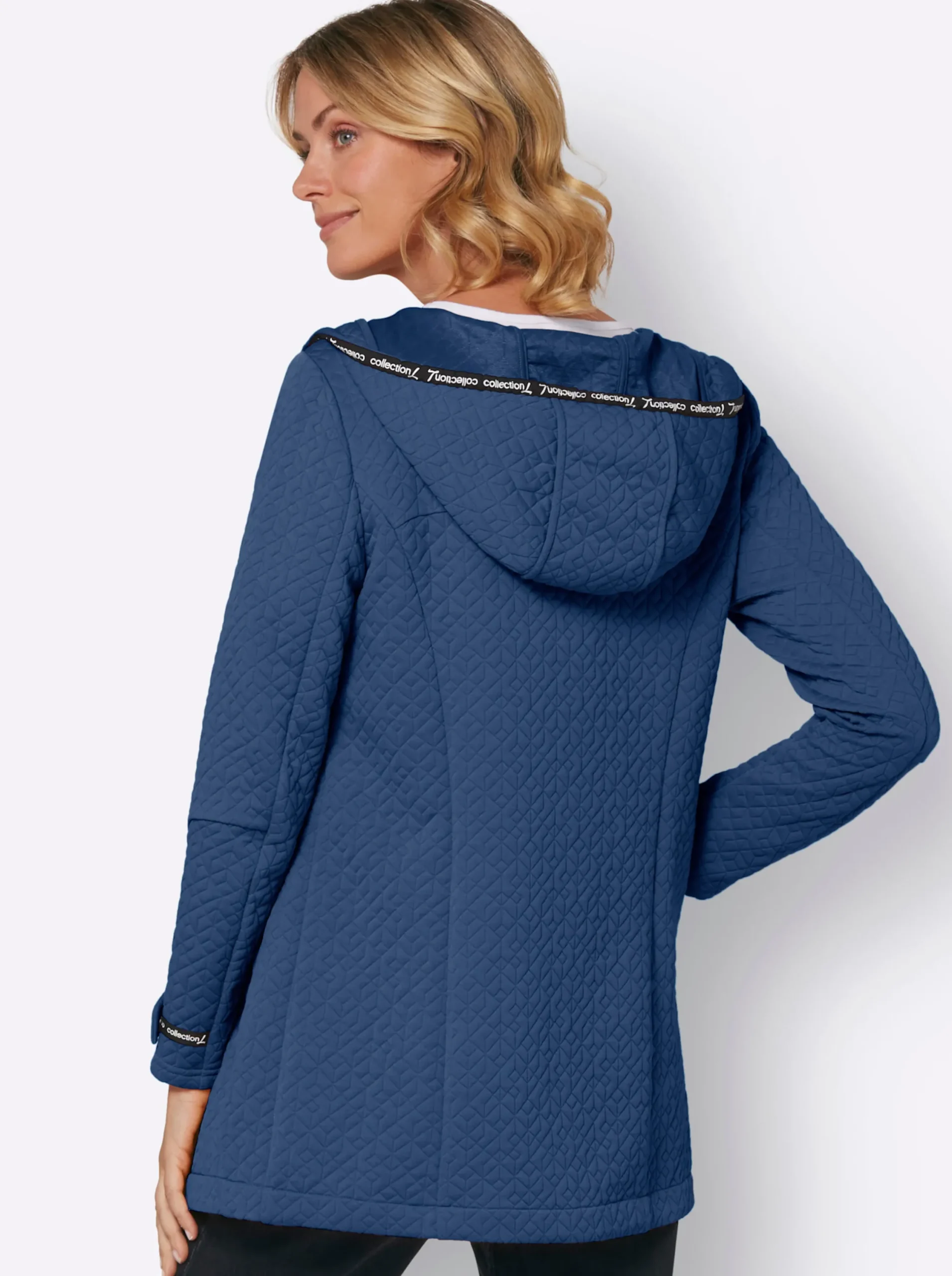 Jacken| Shirtjacke in strukturierter Qualität, kontrastfarbene Details jeansblau