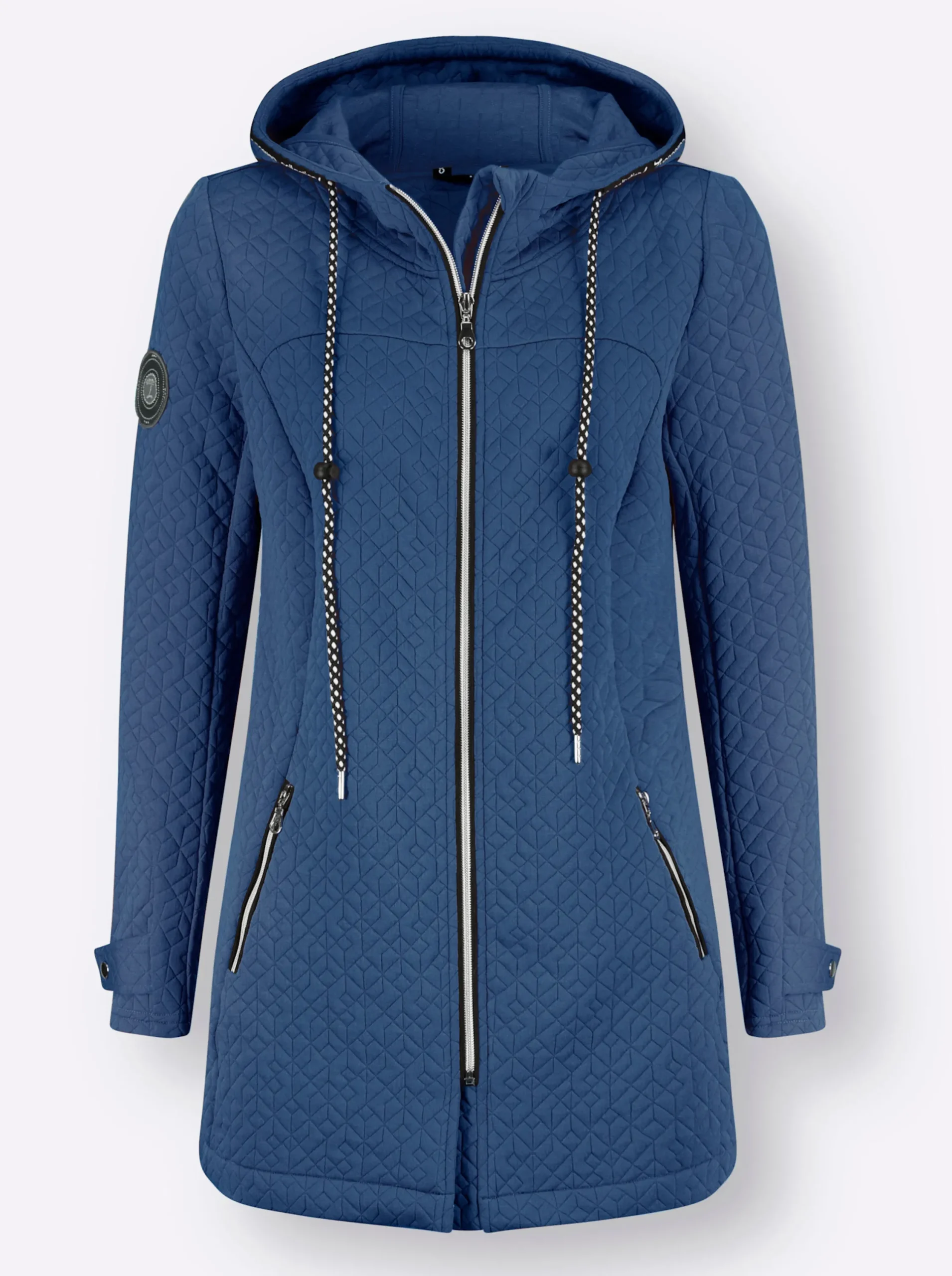 Jacken| Shirtjacke in strukturierter Qualität, kontrastfarbene Details jeansblau