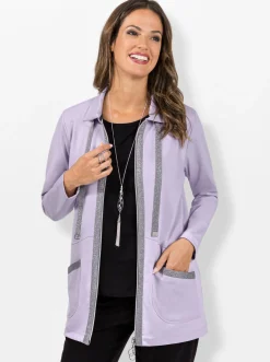 Jacken| Shirtjacke mit Glitzer-Effekten flieder