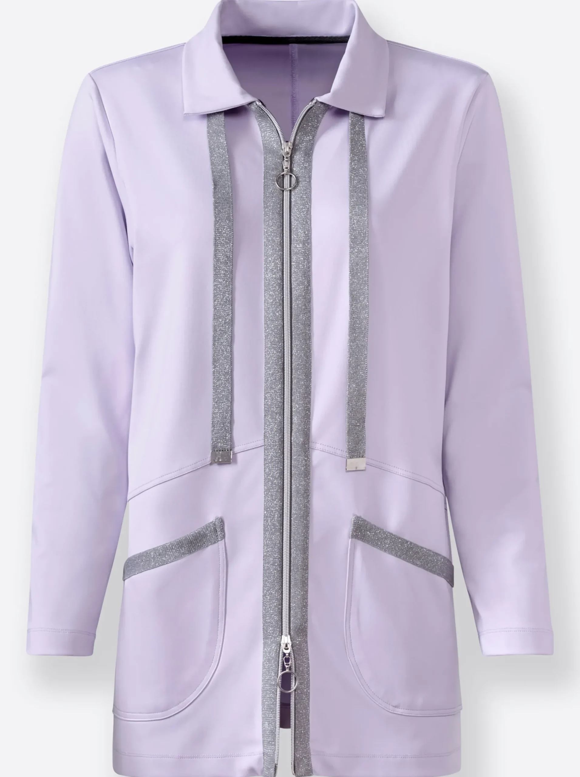Jacken| Shirtjacke mit Glitzer-Effekten flieder