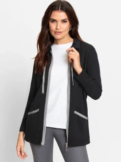 Jacken| Shirtjacke mit Glitzer-Effekten schwarz