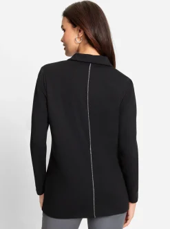 Jacken| Shirtjacke mit Glitzer-Effekten schwarz