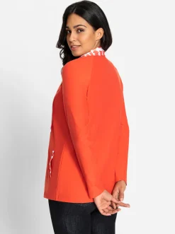 Jacken| Shirtjacke mit Glitzersteinchen orange-ecru-gemustert