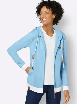 Jacken| Shirtjacke mit Kontrast-Details aqua
