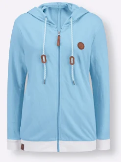 Jacken| Shirtjacke mit Kontrast-Details aqua