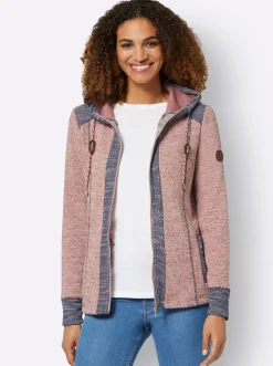 Jacken| Shirtjacke mit Kontrast-Details rosenholz-weiß-meliert