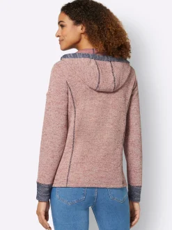 Jacken| Shirtjacke mit Kontrast-Details rosenholz-weiß-meliert