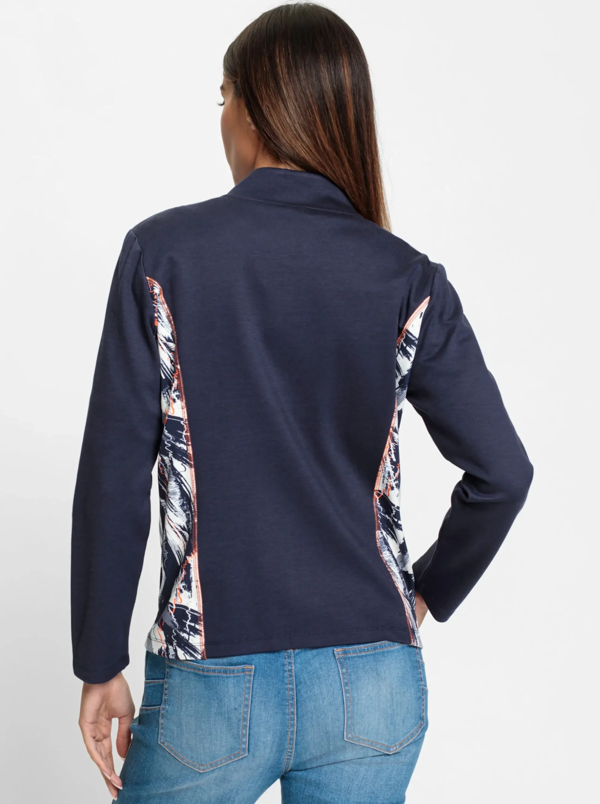 Jacken|heine Shirtjacke mit Kontrast-Einsätzen marine-weiß-bedruckt