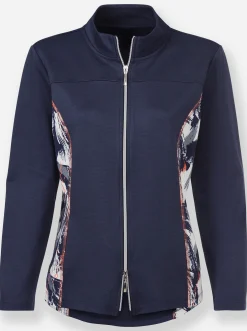Jacken|heine Shirtjacke mit Kontrast-Einsätzen marine-weiß-bedruckt