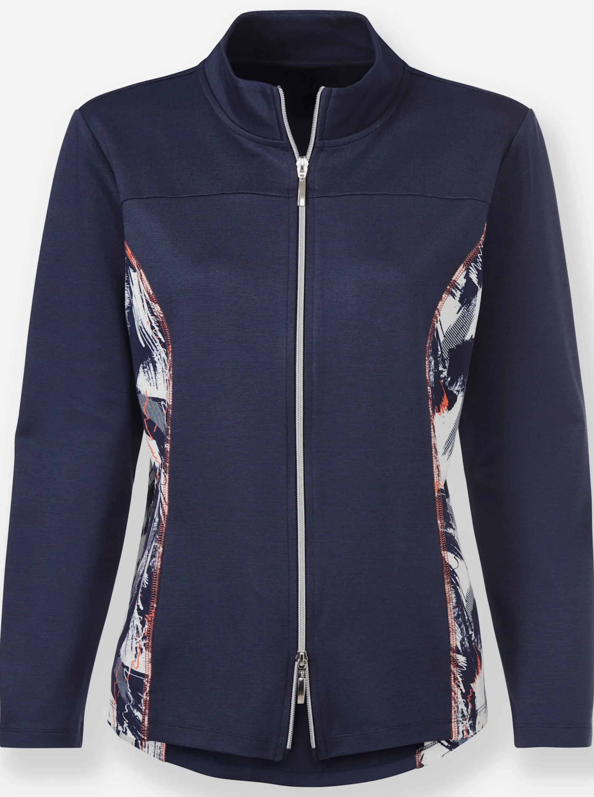 Jacken|heine Shirtjacke mit Kontrast-Einsätzen marine-weiß-bedruckt